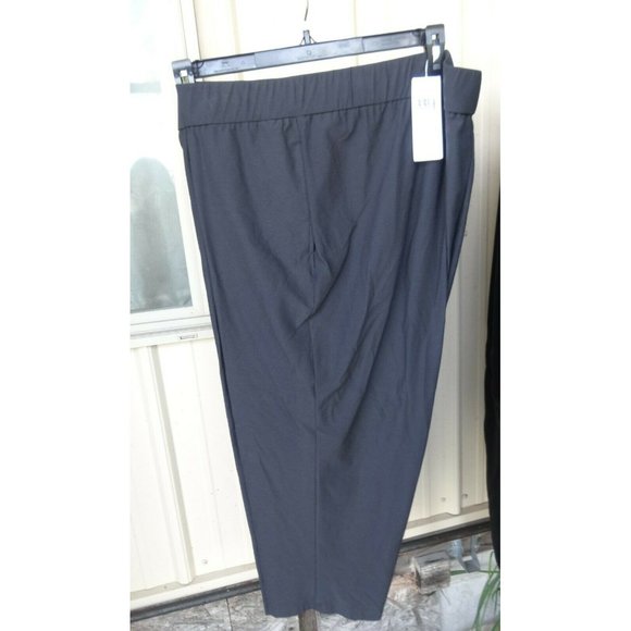 New Eileen Fisher Graphite Gray 2x Ankle Pants Flat Front $168 Washable Crepe